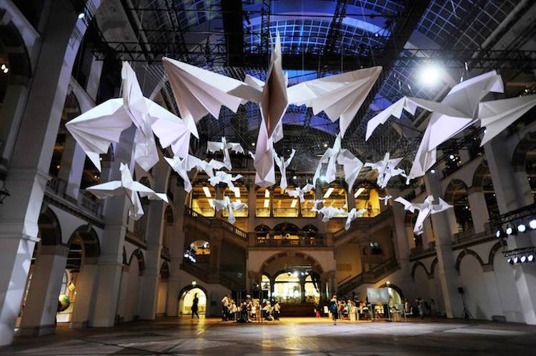 large-scale paper installations paper art paper sculptures large installations installation art